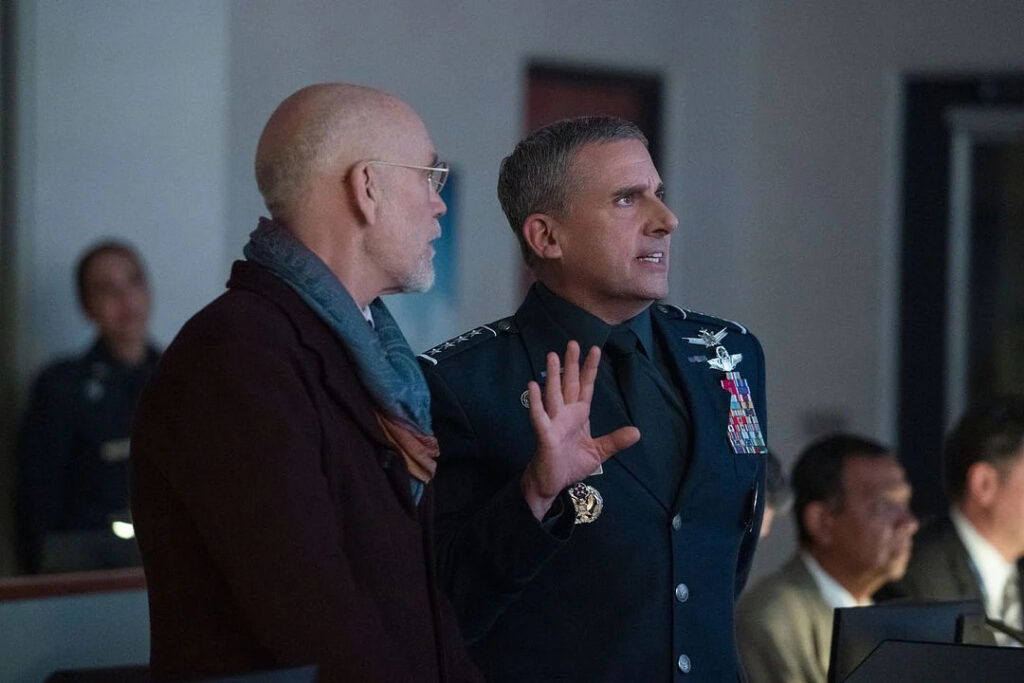 Space Force featuring John Malkovich (L) and Steve Carell (R).