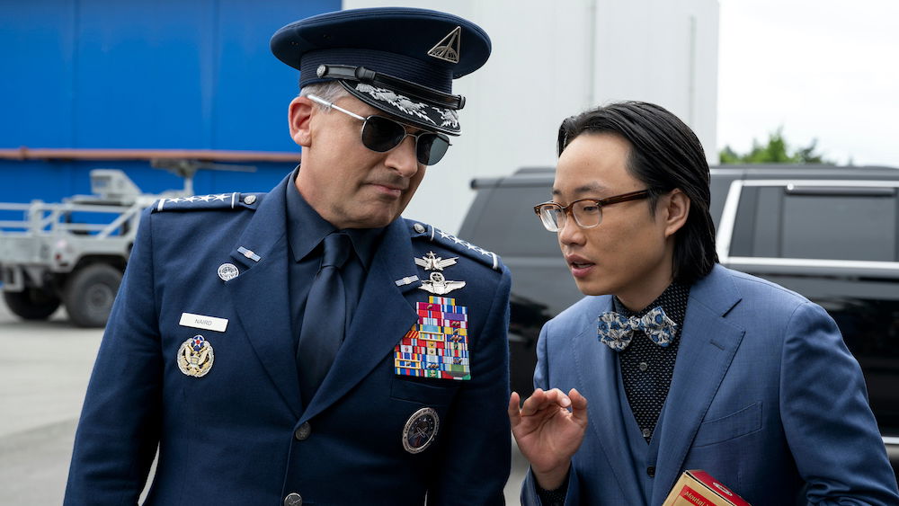 Steve Carell and Jimmy O. Yang in Space Force.