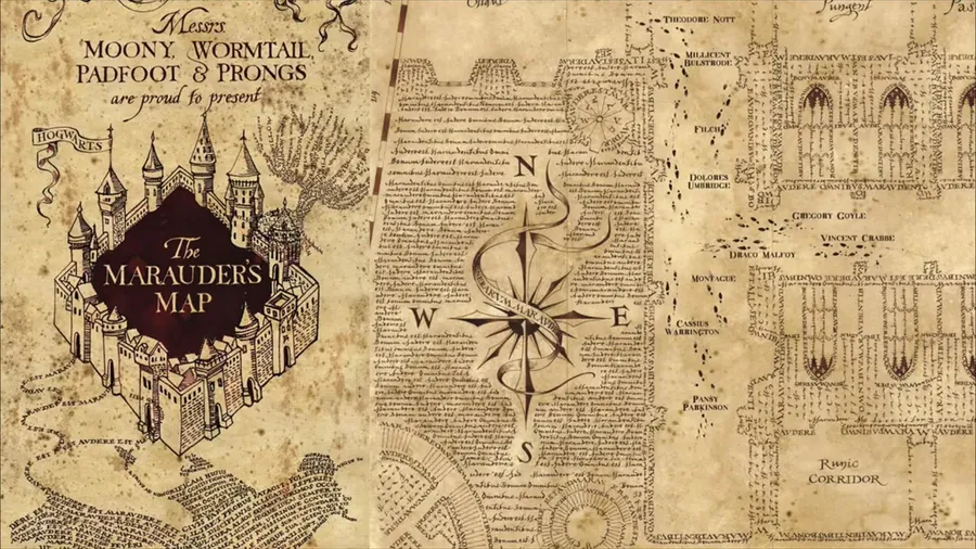 The Marauder's map as designed by Stuart Craig for the Harry Potter films 