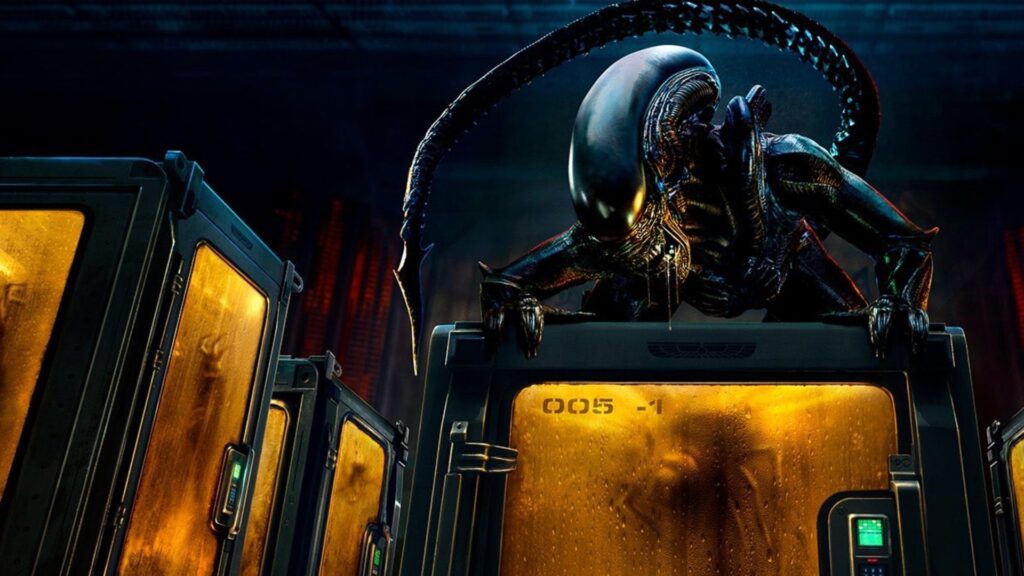 A Xenomorph pounces on vats with aliens