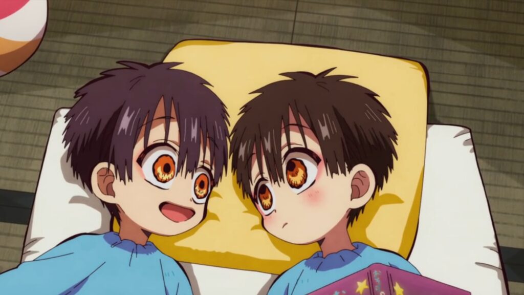 Tsukasa and Amane are looking at each other in Toilet-bound hanako-kun