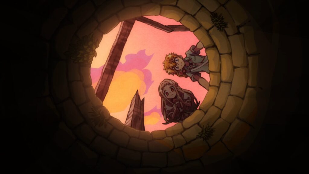 Nene and Kou are looking inside a well 