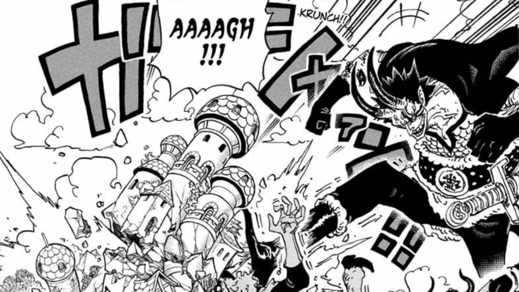 A young Harald destroys a castle in One Piece.