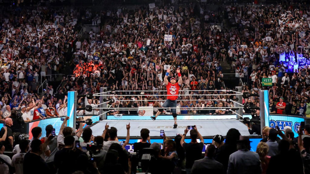 John Cena presenting himself in front of the WWE universe.