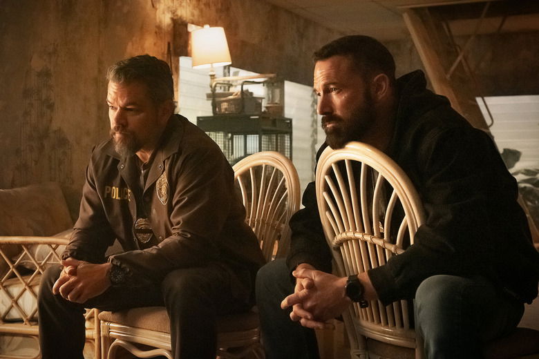 Matt Damon as Lieutenant Dane Dumars and Ben Affleck as Det. Sergeant JD Byrne in Netflix action thriller, The Rip.