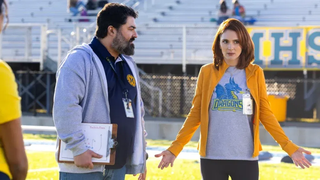 Gwen and Markie on a field in English Teacher