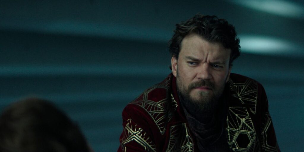 Pilou Asbæk looking concerned in Foundation season 3