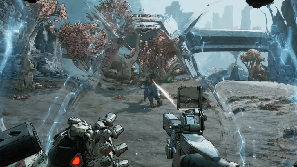 Borderlands 4 screenshot featuring Amon using the Forgeshield, which is required for this Amon Forgeknight build.