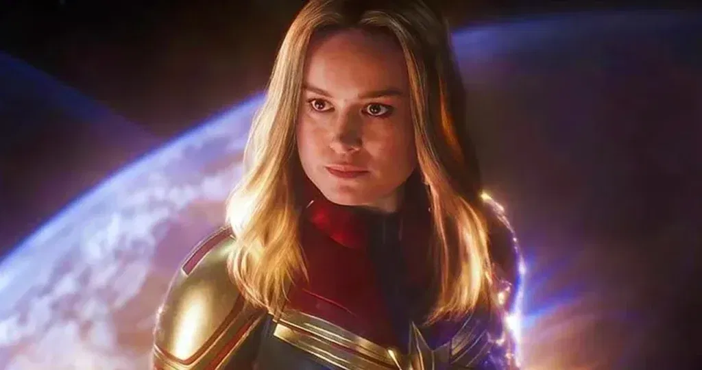 Captain Marvel stares intently