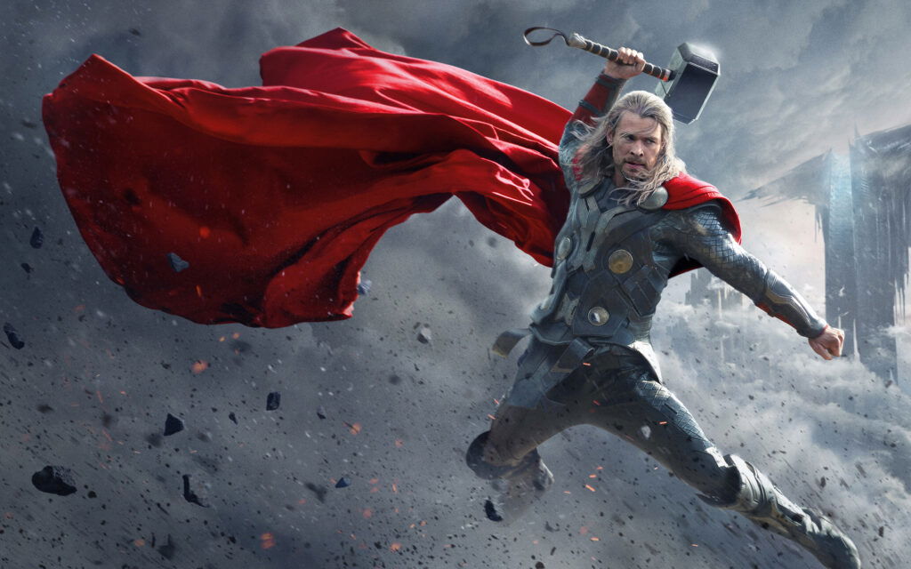 Thor strikes with Mjolnir