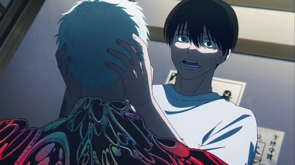 Yoshiki trying to attach Hikaru's head in The Summer Hikaru Died episode 10