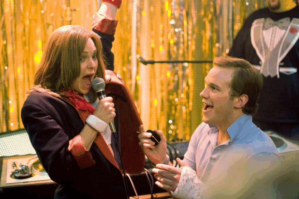 Anna Faris and Chris Pratt in a still from Take Me Home Tonight.