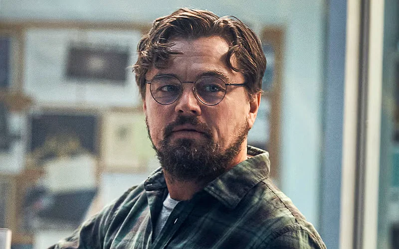 Leonardo DiCaprio in a shirt and specs from Don't Look Up