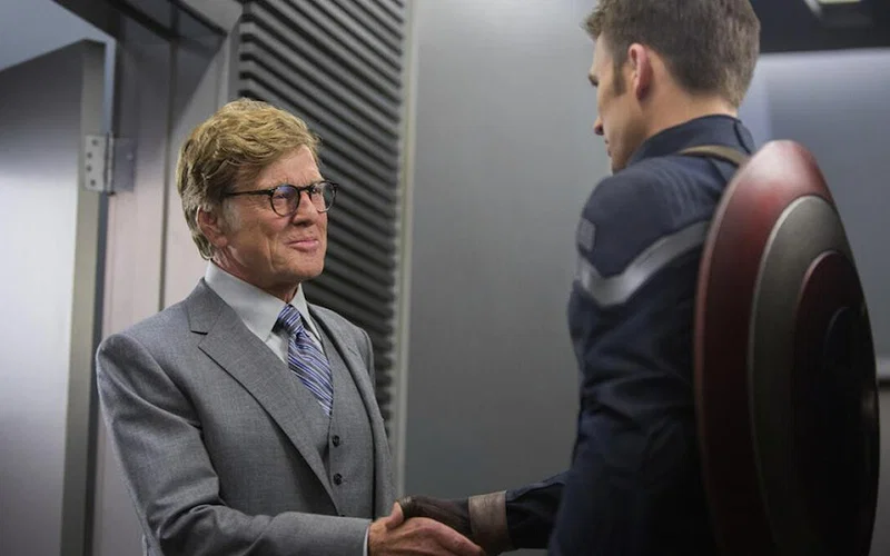 Robert Redford with Chris Evans in Captain America