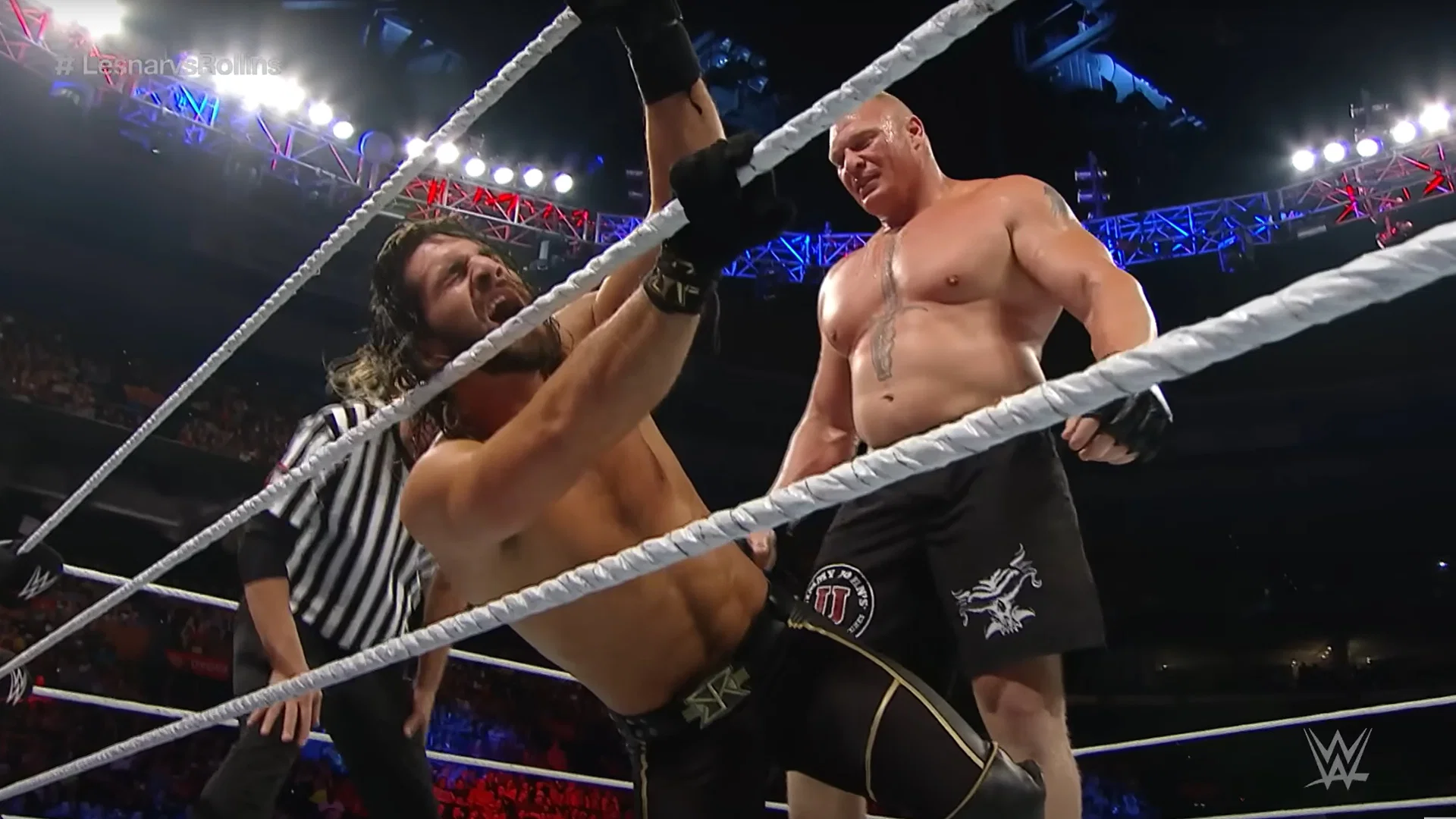 Brock Lesnar dominating Seth Rollins at the 2015 Battleground