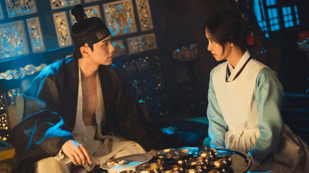 Release Date, Time, and Where to Watch 1 King Yi Heon looking at chef Ji Yeong in Bon Appétit Your Majesty