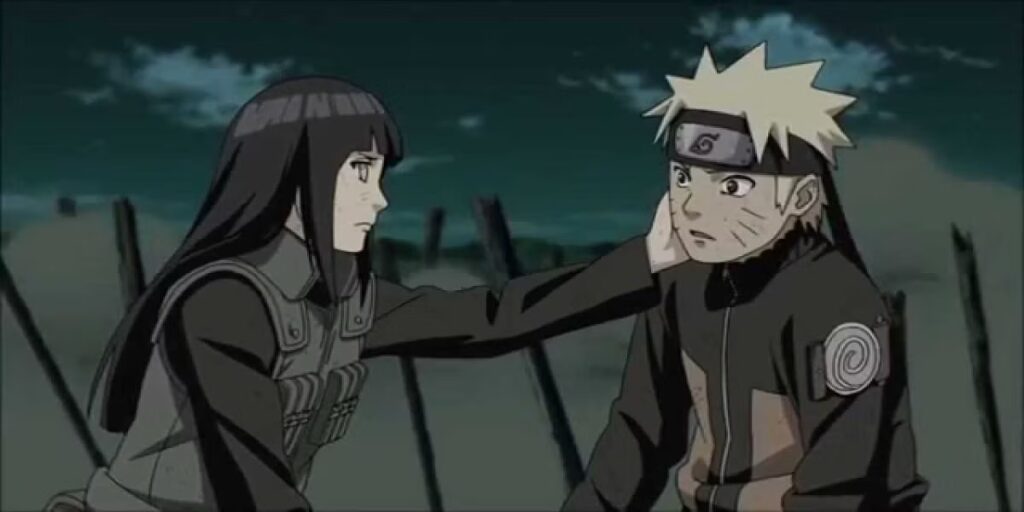 Hinata talking to Naruto in Naruto Shippuden. 
