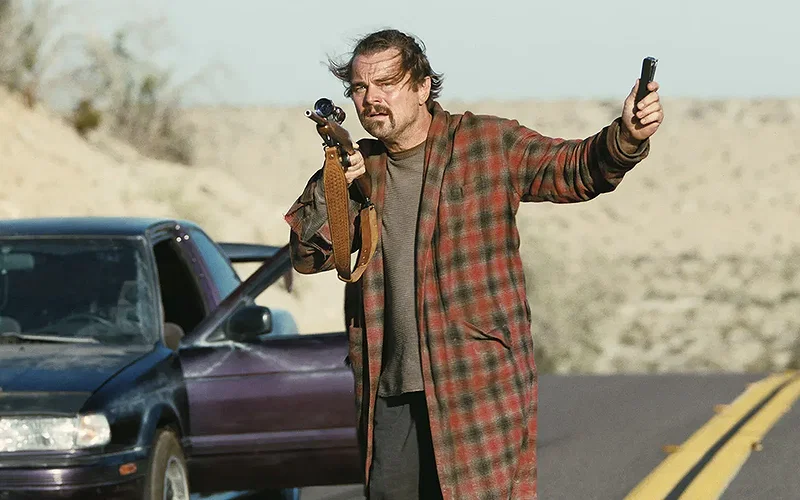 leonardo dicaprio in a still from one battle after another