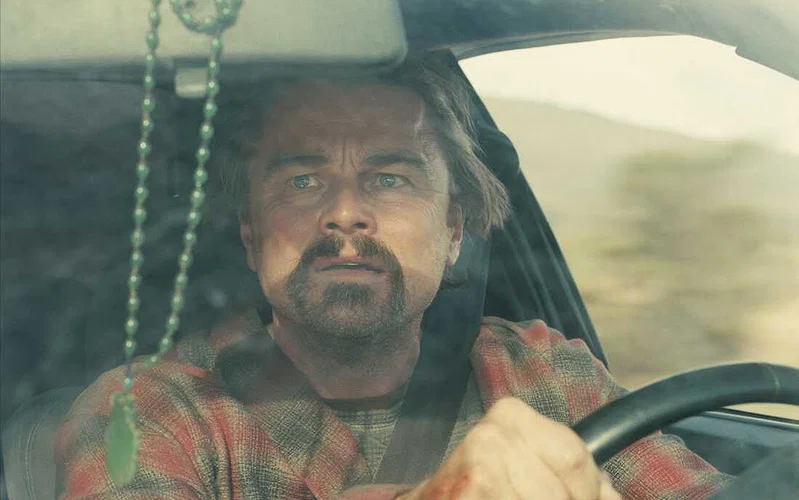 leonardo dicaprio in a still from one battle after another