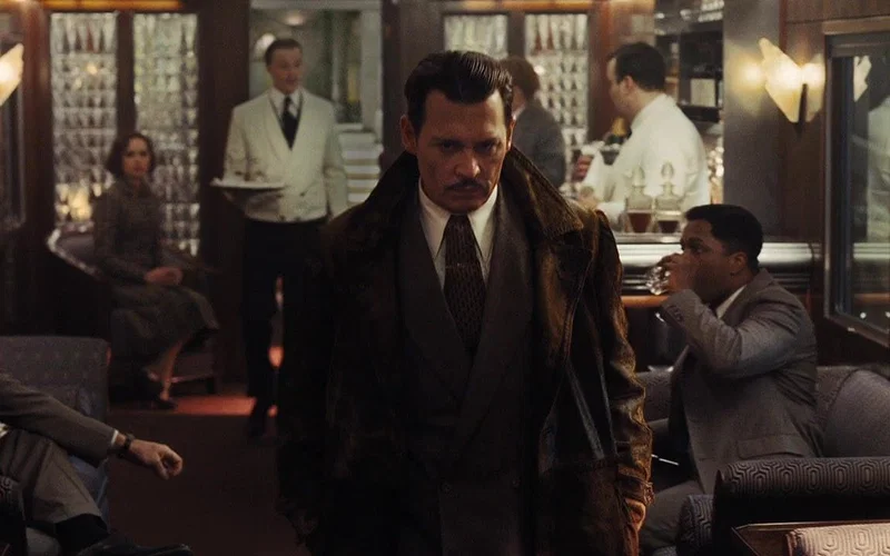 Johnny Depp as gangster Edward Ratchett in Murder on the Orient Express