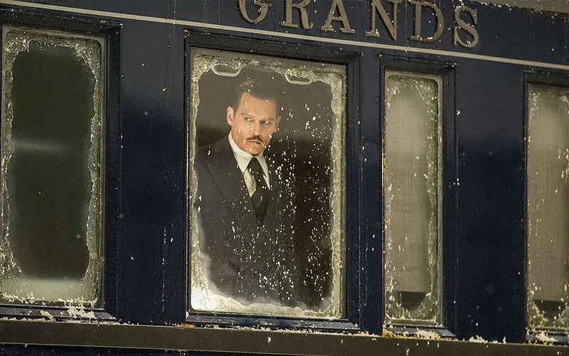 Johnny Depp in a still from Murder on the Orient Express