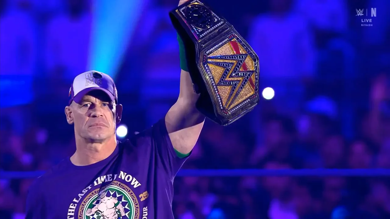 John Cena raising his Undiputed WWE Championship