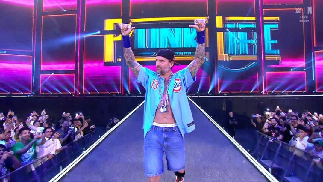 CM Punk dressed as Doctor of Thuganomics, and making his way to the WWE ring