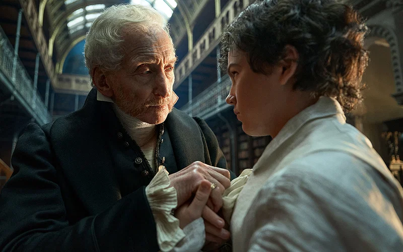 Charles Dance as Leopold Frankenstein and Christian Convery as Young Victor Frankenstein in Frankenstein