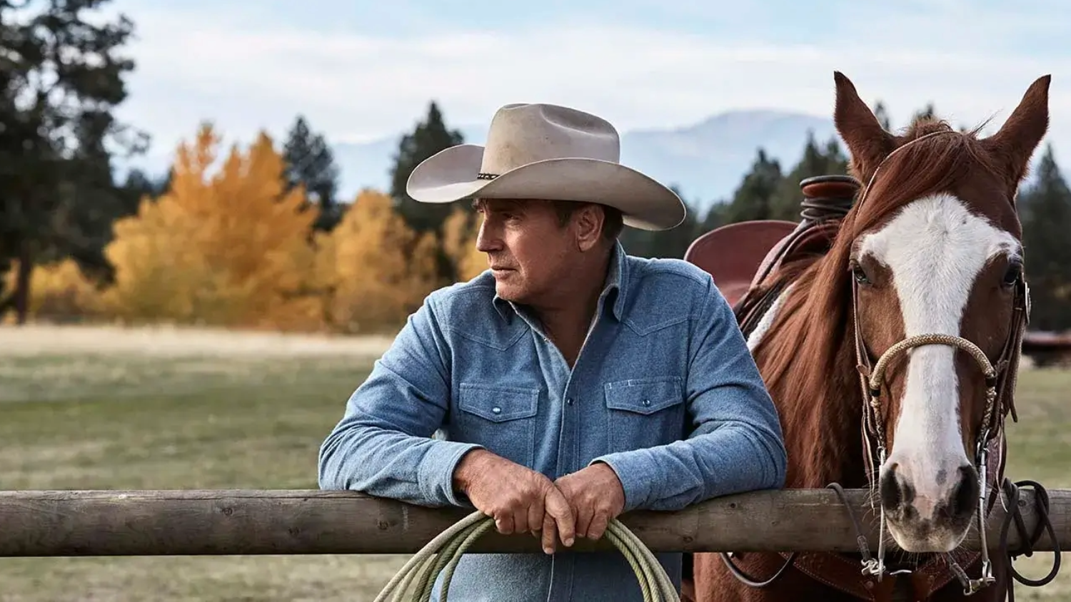 Kevin Costner in a still from Yellowstone
