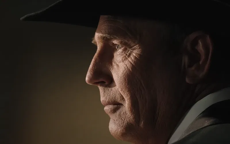 Kevin Costner's close-up shot in Yellowstone.