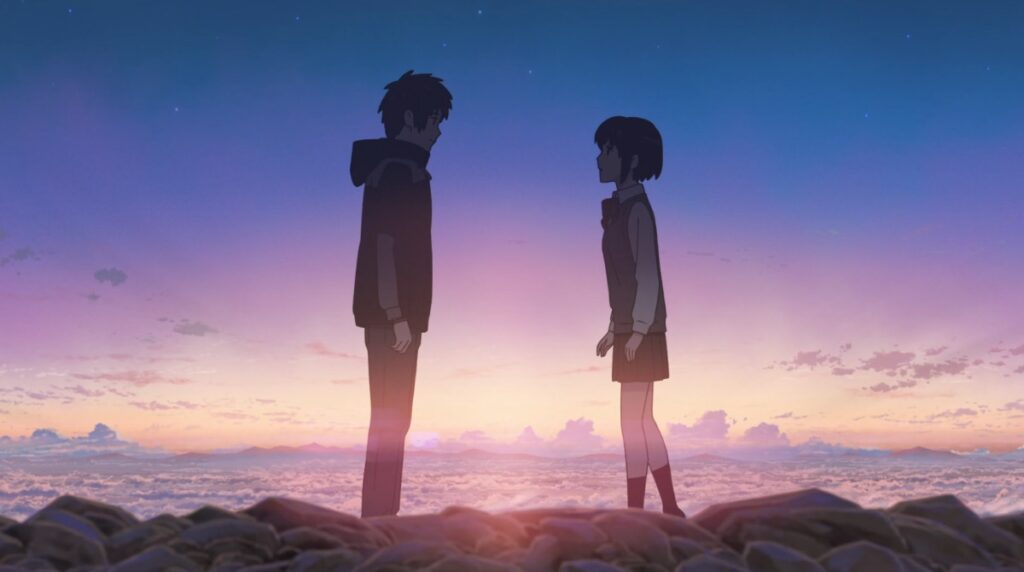 Taki and Mitsuha come face to face in Your Name.