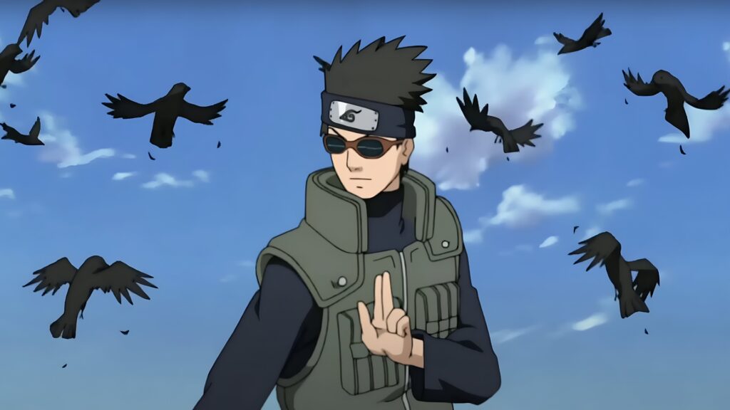 Aoba Yamashiro summoning crows in Naruto Shippuden.