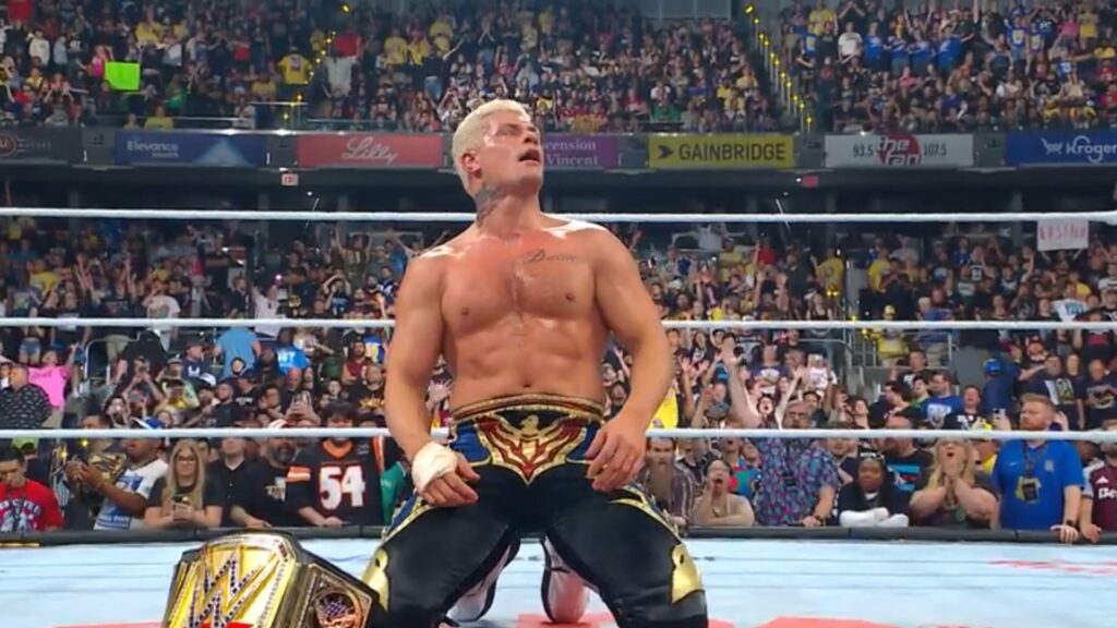 Cody Rhodes with the WWE title