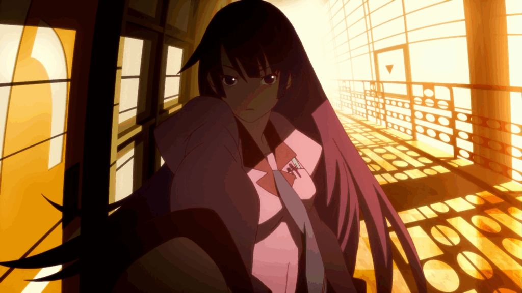 Senjougahara in a still from Bakemonogatari