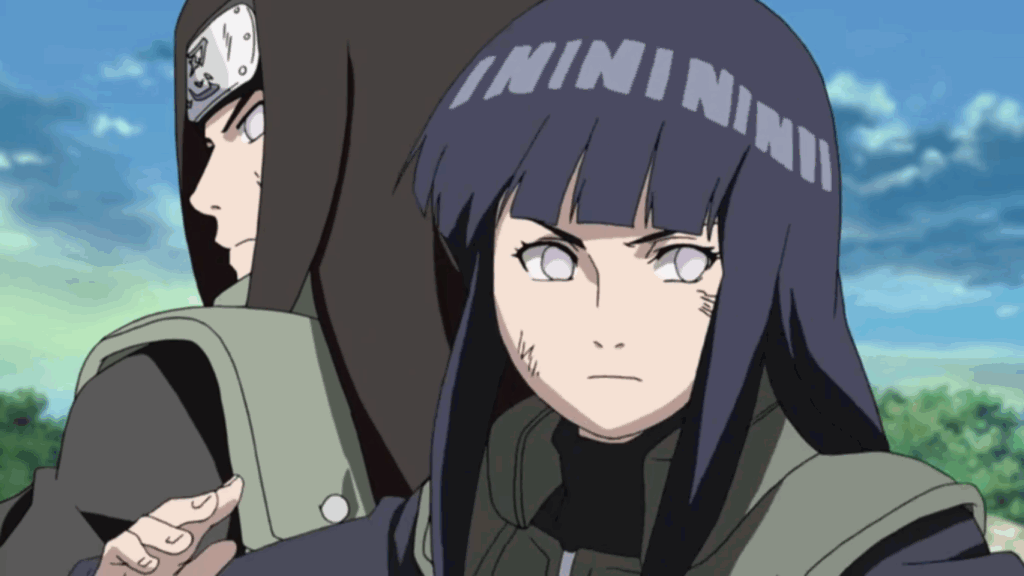 Hinata and Neji fighting together and using their Byakugan dojutsu in Naruto Shippuden.