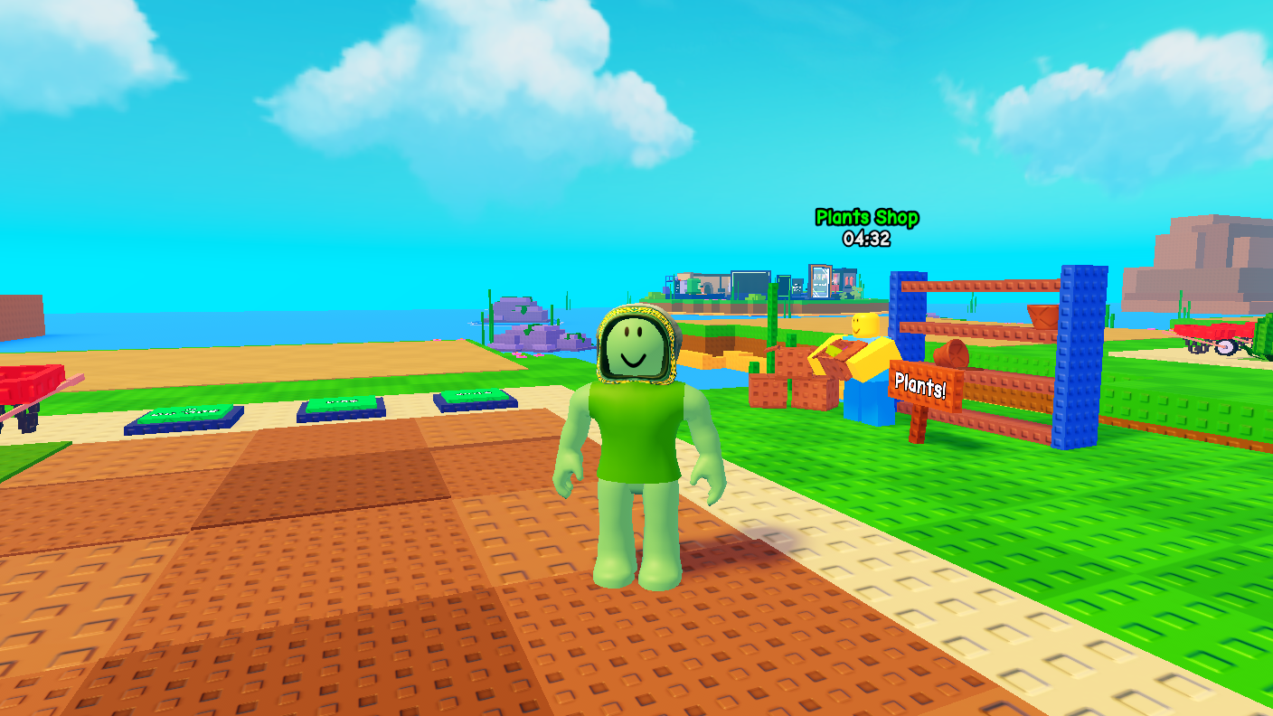 Plants vs Brainrots screenshot featuring the player on the Grasslands Biome.
