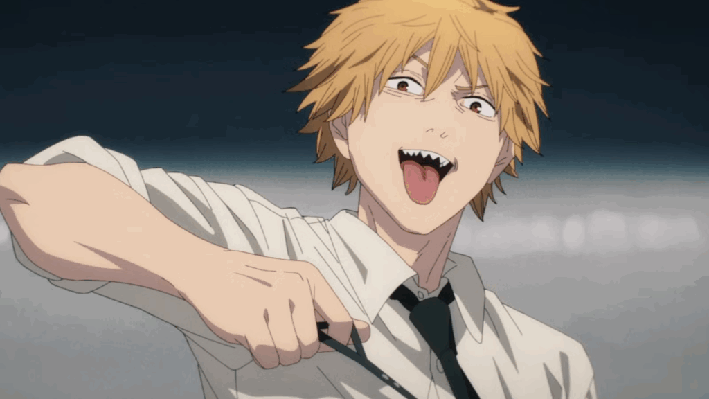 Denji making a feral face in Chainsaw Man.