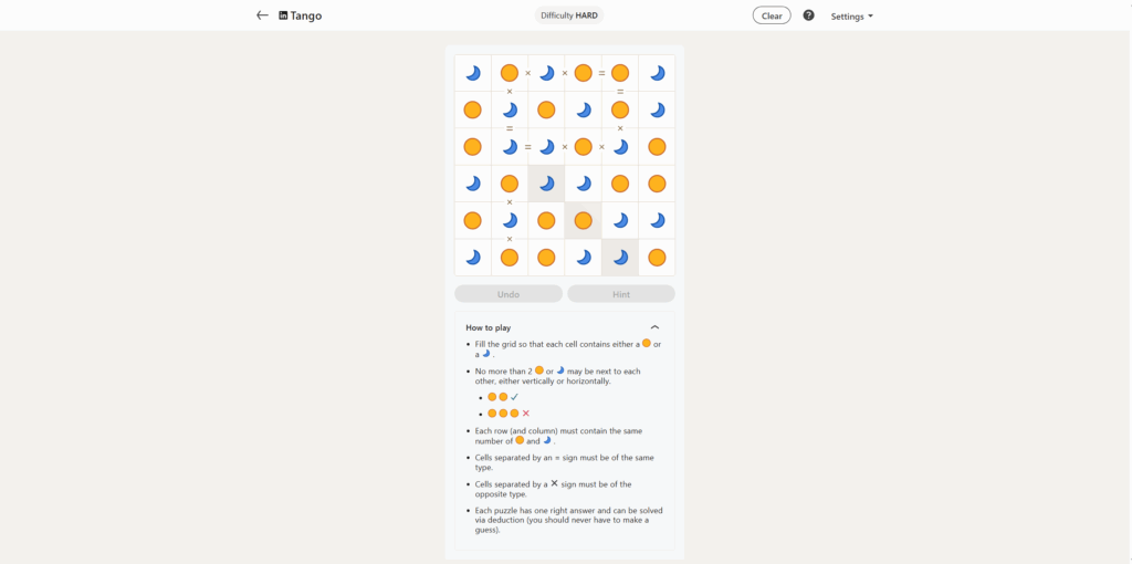 All LinkedIn Games Solutions for Today (November 1, 2025) 3 A screenshot of today's LinkedIn Tango.