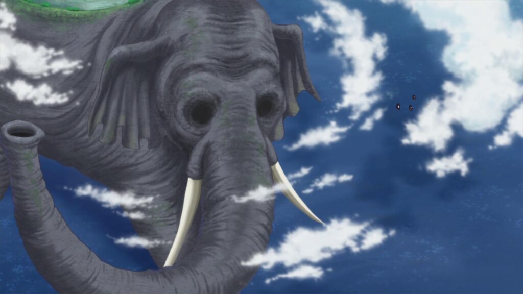 Zunesha wandering the ocean in One Piece.