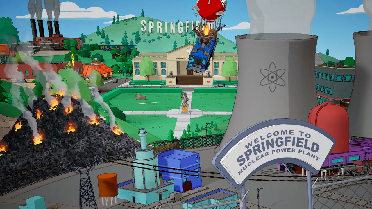 Fortnite screenshot showcasing the ongoing The Simpsons collaboration.