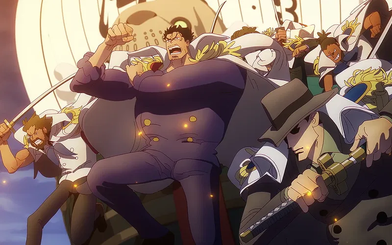 Garp arrives with other Marines on God Valley in One Piece.