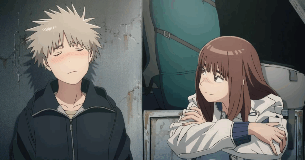 Maru and Kiruko sitting together in Heavenly Delusion.