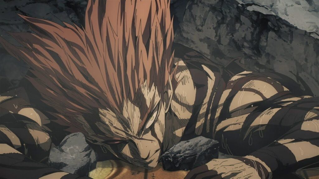 Garou during an action sequence in One Punch Man Season 3 Episode 5.