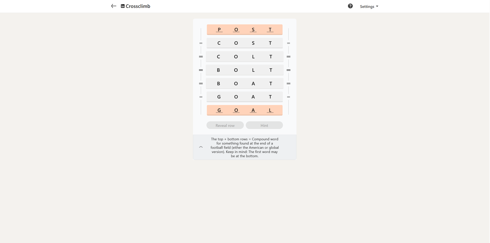 A screenshot of the Linkedin Crosscllimb.