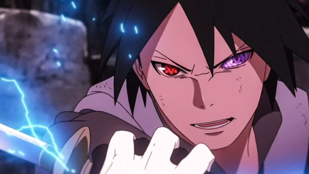 sasuke smirking while fighting