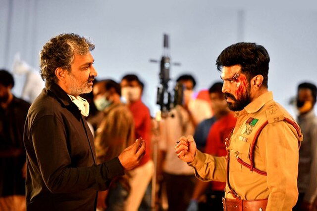  S.S. Rajamouli  on the set of RRR