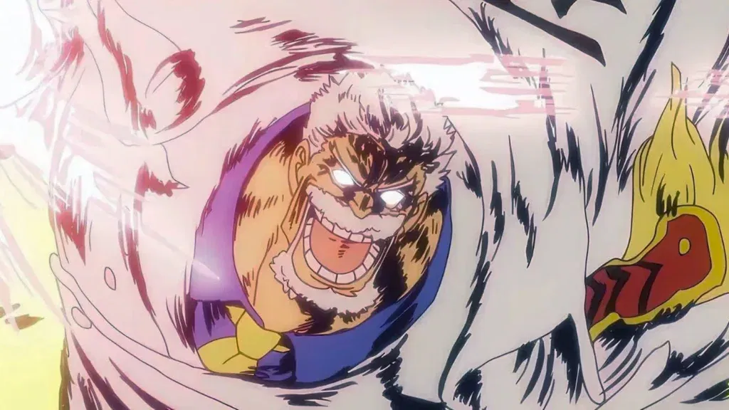 Garp unleashing his "Galaxy Impact" attack in One Piece. 