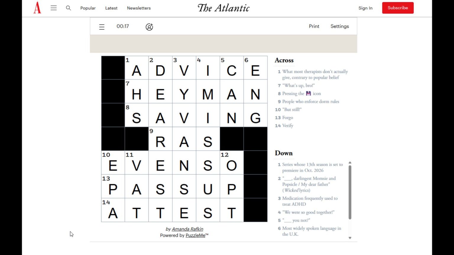 The Atlantic Games Answers for Today (November 19, 2025)
