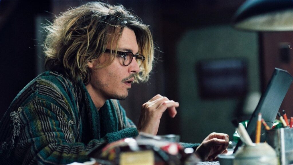 Johnny Depp in Secret Window, film adopted from a work by Stephen King