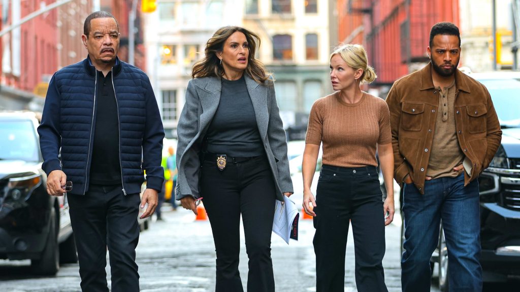 Law & Order: SVU Regular Since Season 1 Addresses the Hard Truth Behind Reduced Screen Time 1 Ice-T as Sergeant Fin Tutuola with Mariska Hargitay as Captain Olivia Benson, Kelli Giddish as Sergeant Amanda Rollins, and Kevin Kane as Detective Terry Bruno on the streets of New York in Law & Order: SVU